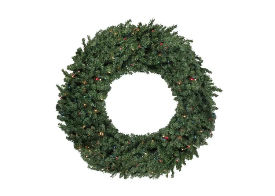 Pre-Lit Commercial Canadian Pine Artificial Christmas Wreath - 5-ft  Multi Lights