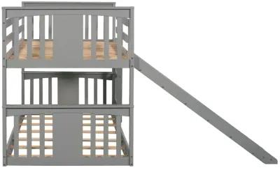 Merax Twin Over Twin Bunk Bed with Slide and Ladder