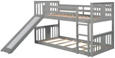 Merax Twin Over Twin Bunk Bed with Slide and Ladder