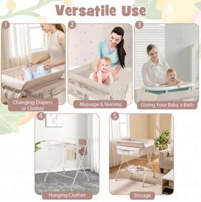 Portable Baby Changing Table with 3-Level Adjustable Height