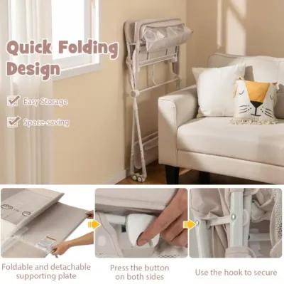 Portable Baby Changing Table with 3-Level Adjustable Height