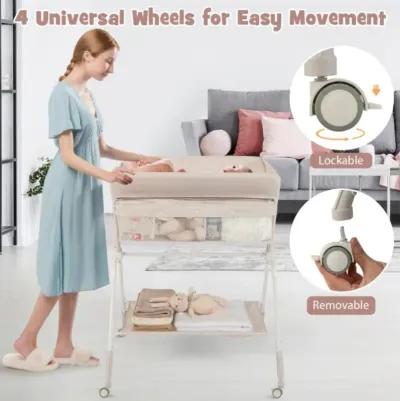 Portable Baby Changing Table with 3-Level Adjustable Height