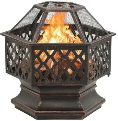 vidaXL Rustic Fire Pit with Poker 24.4"x21.3"x22" XXL Steel