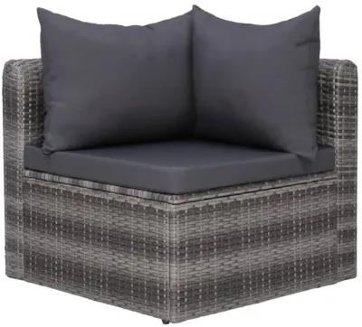 vidaXL 7 Piece Garden Sofa Set with Cushions & Pillows Poly Rattan Gray