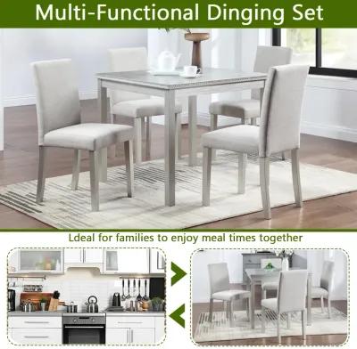 Merax 5 Pieces Wooden Dining Table Set