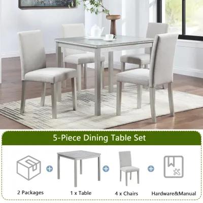 Merax 5 Pieces Wooden Dining Table Set