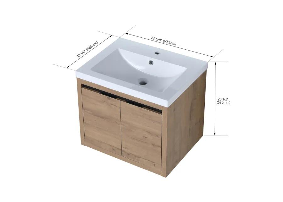 24 Inch Bathroom Cabinet with Sink, Soft Close Doors