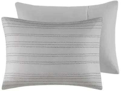 Gracie Mills Lucia Dyed Clip Jacquard Duvet Cover Set with Throw Pillow