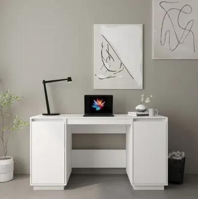 Desk White 55.1"x19.7"x29.5" Solid Wood Pine