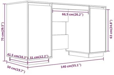 Desk White 55.1"x19.7"x29.5" Solid Wood Pine