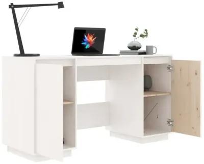 Desk White 55.1"x19.7"x29.5" Solid Wood Pine