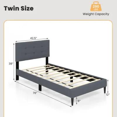 Hivvago Twin Size Upholstered Platform Bed with Button Tufted Headboard