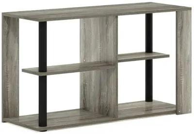 Furinno Romain Narrow Coffee Table with Shelves, French Oak/Black