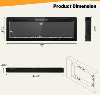 Hivvago Electric Fireplace 40/50/60 Inches Recessed and Wall Mounted