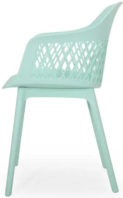 Outdoor Patio Chair, Curved Arms, Weather Resistant Modern Mint Green