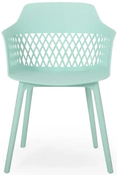 Outdoor Patio Chair, Curved Arms, Weather Resistant Modern Mint Green