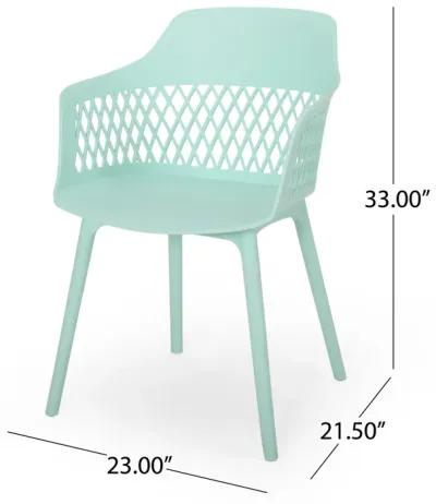 Outdoor Patio Chair, Curved Arms, Weather Resistant Modern Mint Green