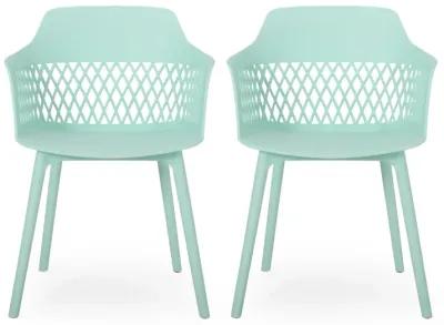 Outdoor Patio Chair, Curved Arms, Weather Resistant Modern Mint Green