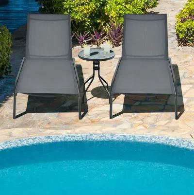 6-Poisition Adjustable Outdoor Chaise Recliner with Wheels