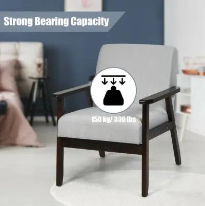 Solid Rubber Wood Fabric Accent Armchair