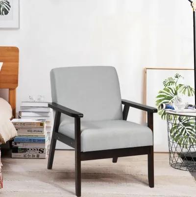 Solid Rubber Wood Fabric Accent Armchair