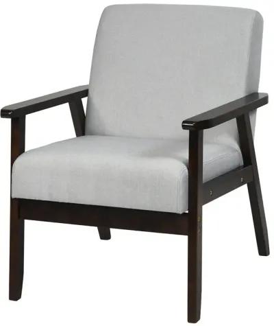 Solid Rubber Wood Fabric Accent Armchair