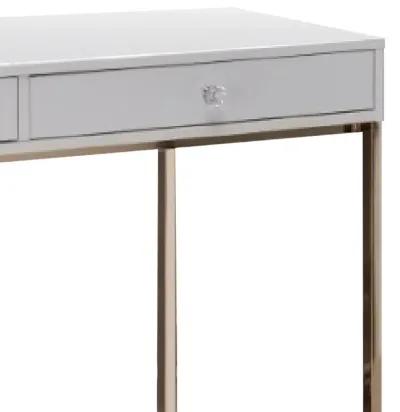 47 Inch Desk Console Table, 2 Drawers, Metal Frame, White, Gold-Benzara