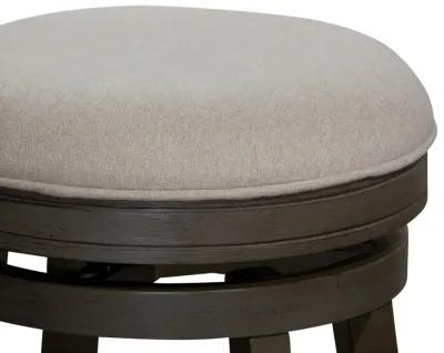 24" Counter Stool, Weathered Gray Finish, Charcoal Fabric Seat