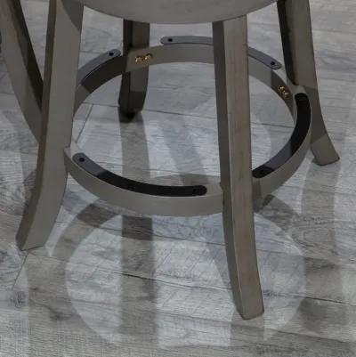 24" Counter Stool, Weathered Gray Finish, Charcoal Fabric Seat