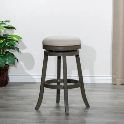 24" Counter Stool, Weathered Gray Finish, Charcoal Fabric Seat