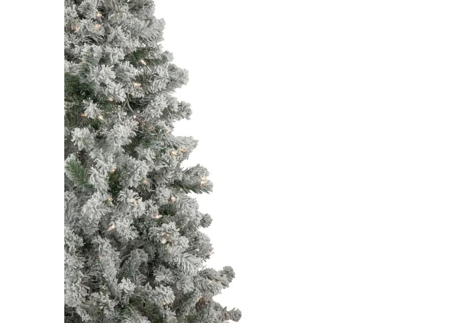 6.5' Pre-Lit Flocked Madison Pine Medium Artificial Christmas Tree  Clear Lights