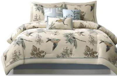 Gracie Mills Carrie Classic Leaf and Bird Printed 7-Piece Comforter Set