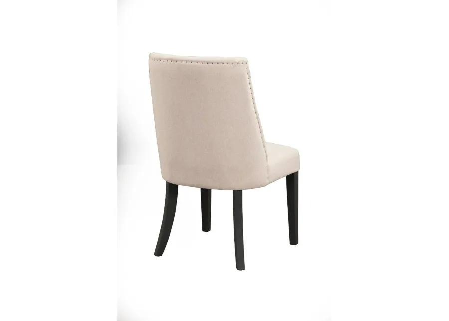 Live Edge Set of 2 Upholstered Parson Chairs, Cream/Black