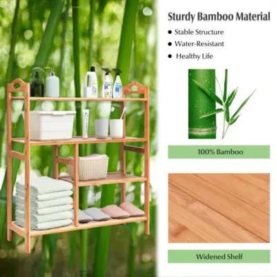 Hivvago 4 Tiers Multifunction Bamboo Storage Shoe Rack for Entryway Hallway