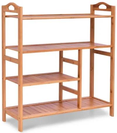 Hivvago 4 Tiers Multifunction Bamboo Storage Shoe Rack for Entryway Hallway