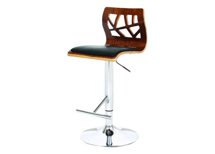 34-43, Inch Adjustable Height Barstool, Open Back, Wood, Black Faux Leather - Benzara