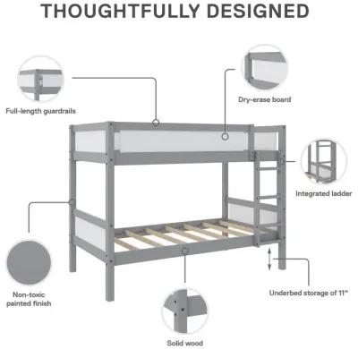 DHP Adrian Kids' Wood Twin over Twin Bunk Bed