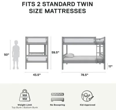 DHP Adrian Kids' Wood Twin over Twin Bunk Bed