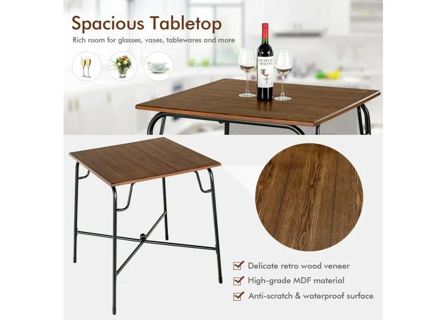 5 Pieces Bar Table Set with 4 Counter Height Backless Stools-Rustic Brown