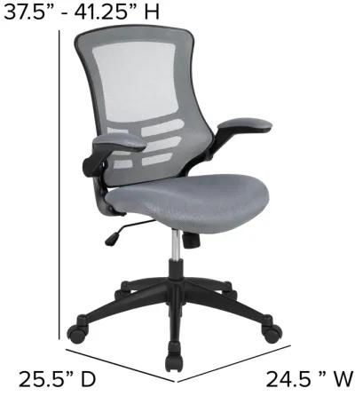 Kelista Mid-Back Green Mesh Swivel Ergonomic Task Office Chair with Flip-Up Arms