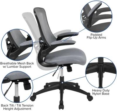 Kelista Mid-Back Green Mesh Swivel Ergonomic Task Office Chair with Flip-Up Arms