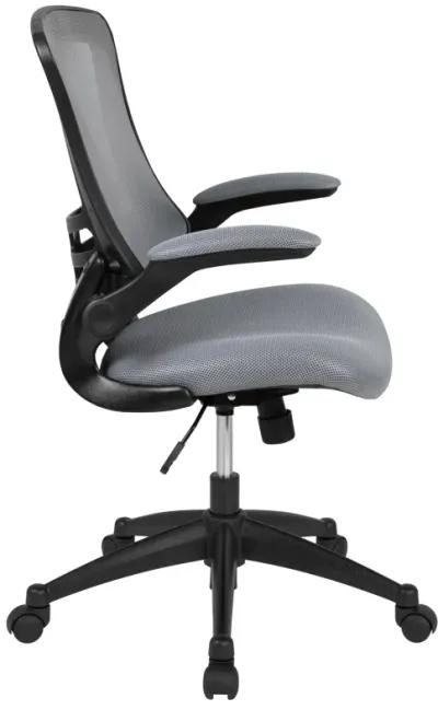 Kelista Mid-Back Green Mesh Swivel Ergonomic Task Office Chair with Flip-Up Arms