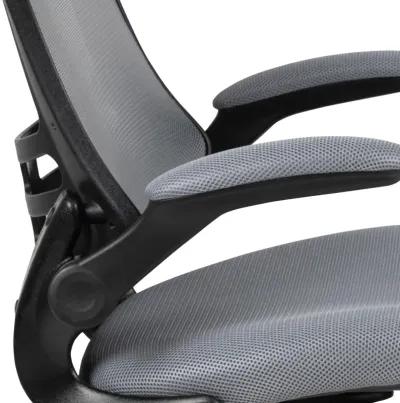 Kelista Mid-Back Green Mesh Swivel Ergonomic Task Office Chair with Flip-Up Arms