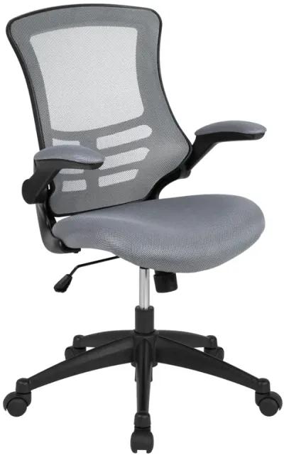 Kelista Mid-Back Green Mesh Swivel Ergonomic Task Office Chair with Flip-Up Arms