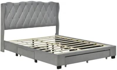 Velvet Queen Platform Bed with Storage