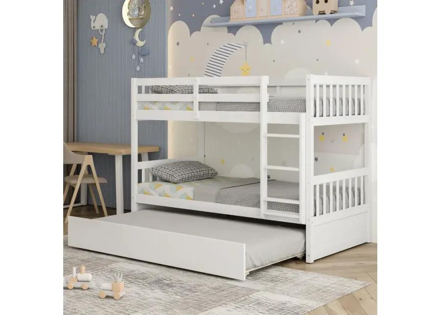 Twin Over Twin Bunk Bed with Pull-out Trundle and Ladder