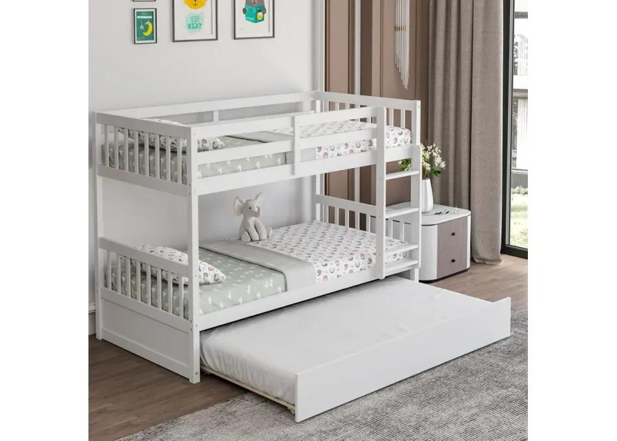 Twin Over Twin Bunk Bed with Pull-out Trundle and Ladder