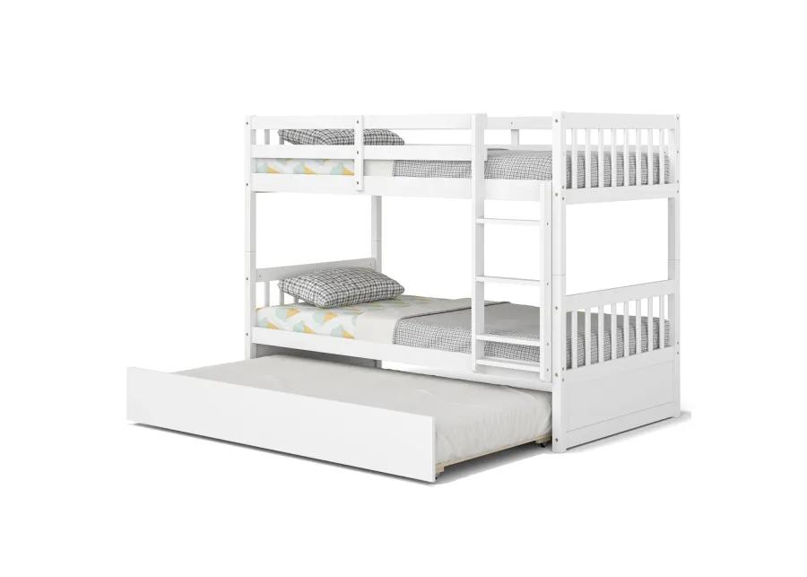 Twin Over Twin Bunk Bed with Pull-out Trundle and Ladder