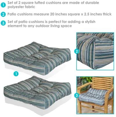 Sunnydaze Outdoor Square Tufted Seat Cushion - Set of 2