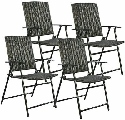 Set of 4 Rattan Folding Chairs